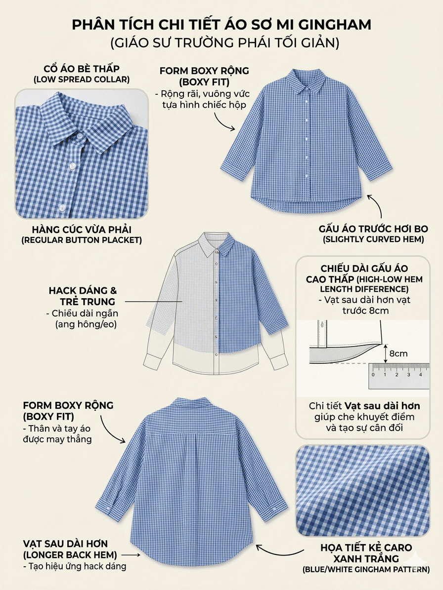 Áo sơ mi caro xanh oversize nữ Áo sơ mi caro xanh oversize nữ