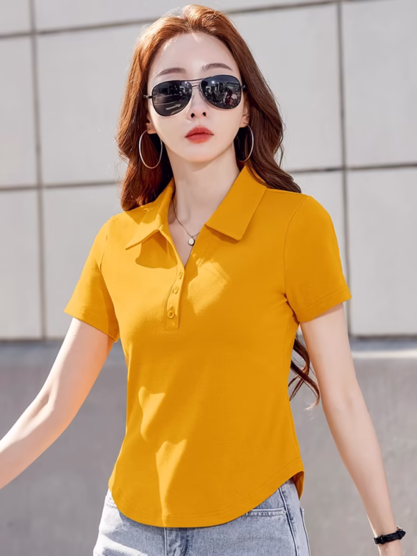 Áo thun cotton nguyên chất tay ngắn có cổ